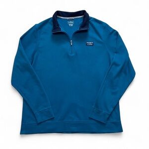 L.L.Bean Men’s Comfort Stretch Performance Piqué Quarter-Zip Pullover - Blue, XL